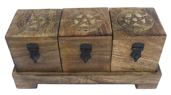 Set OF 3 Pentagram Design Boxes On Stand
